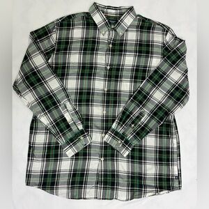 🏆Chaps Button Down Shirt Men’s XL Plaid Green Black Red Long Sleeve Holiday Xmas